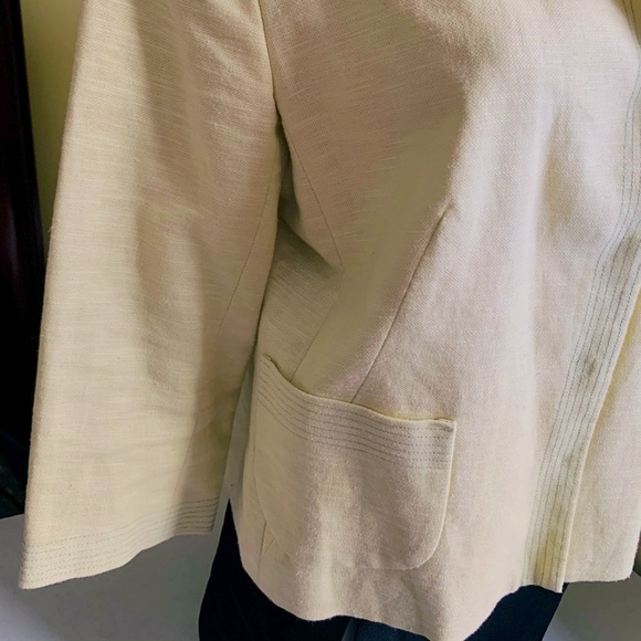 Zara Yellowish Light lime green cotton blend summer blazer 3/4 sleeves US 12 - Picture 7 of 12